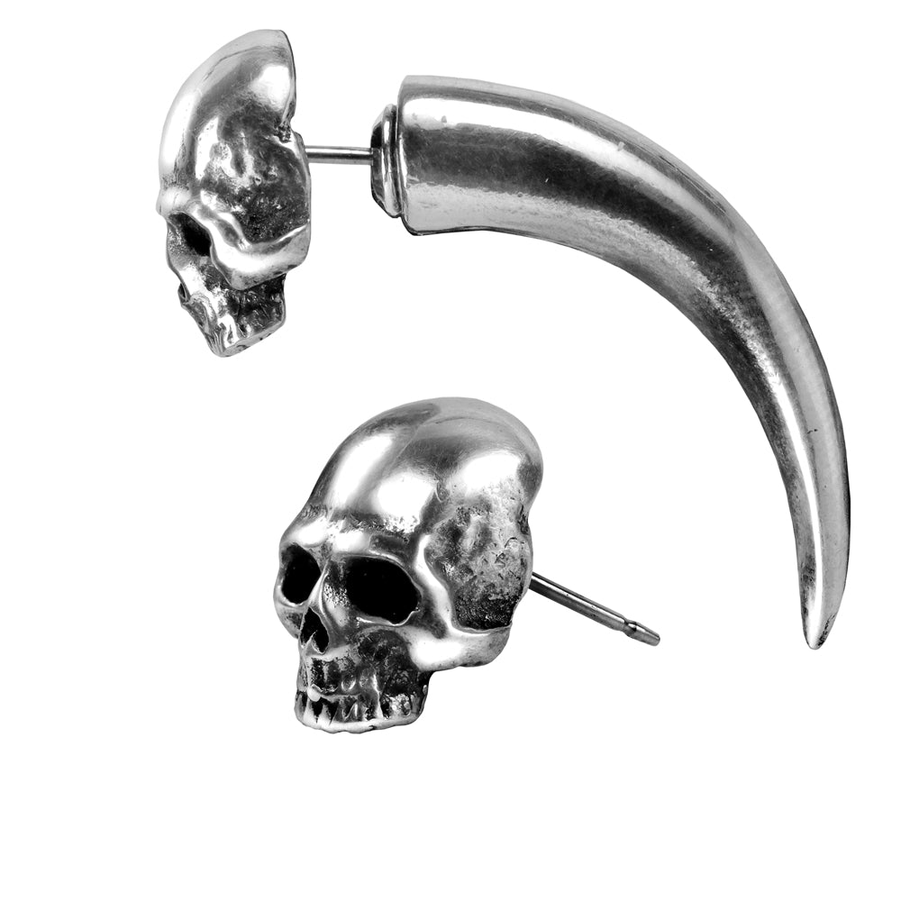 Alchemy Gothic Tomb Skull Horn Faux Ear Stretcher Earring