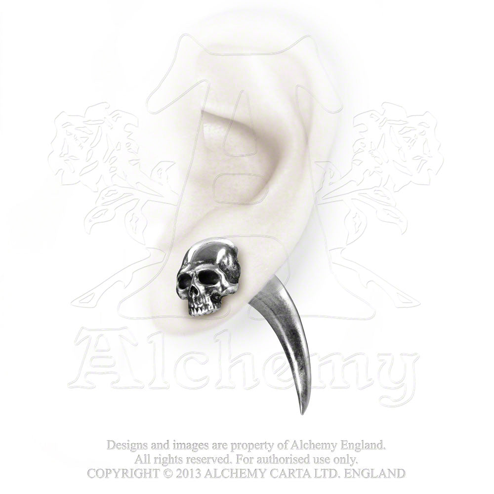 Alchemy Gothic Tomb Skull Horn Faux Ear Stretcher Earring from Gothic Spirit