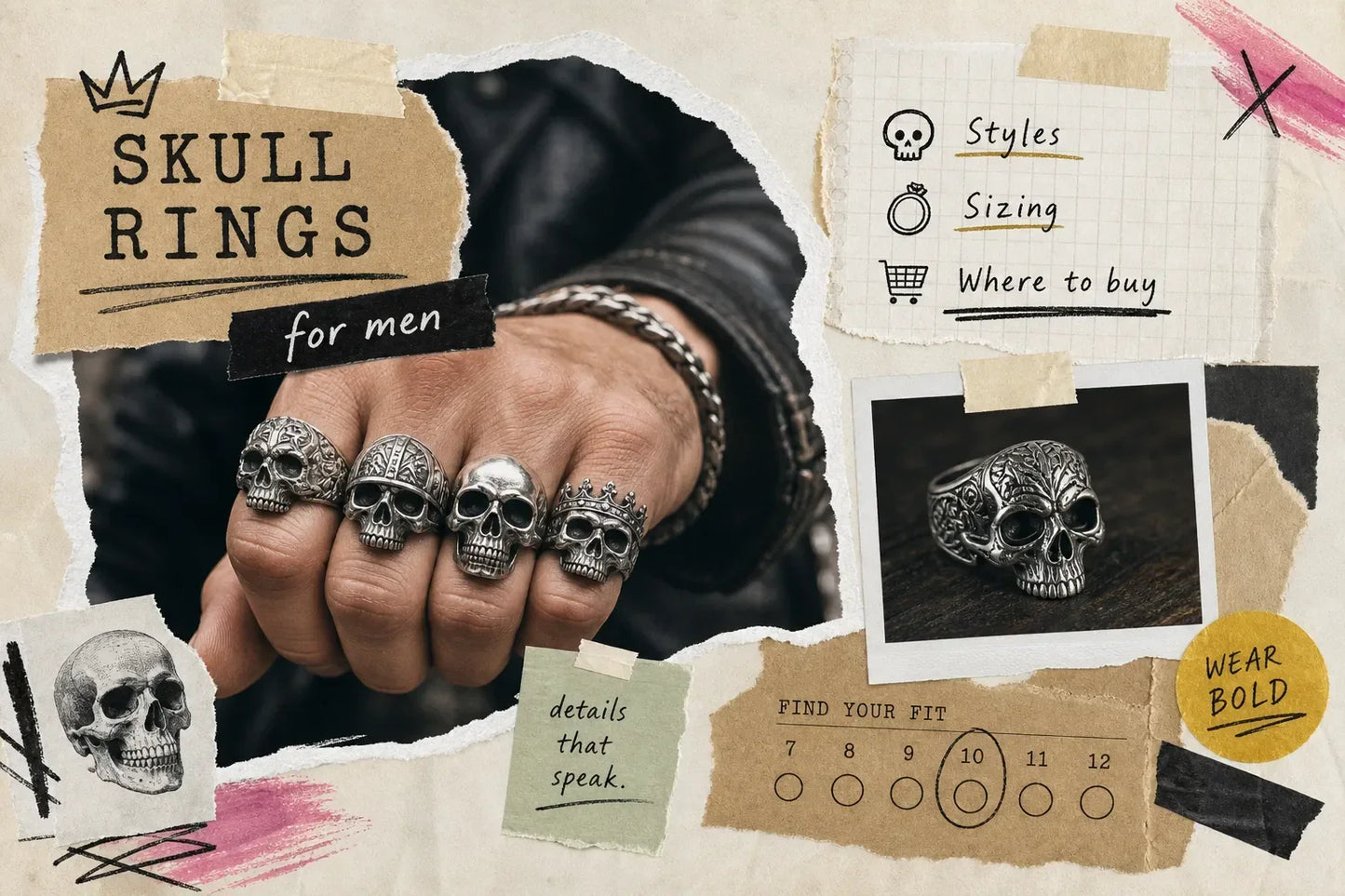 Men's skull rings: styles, sizing and where to buy