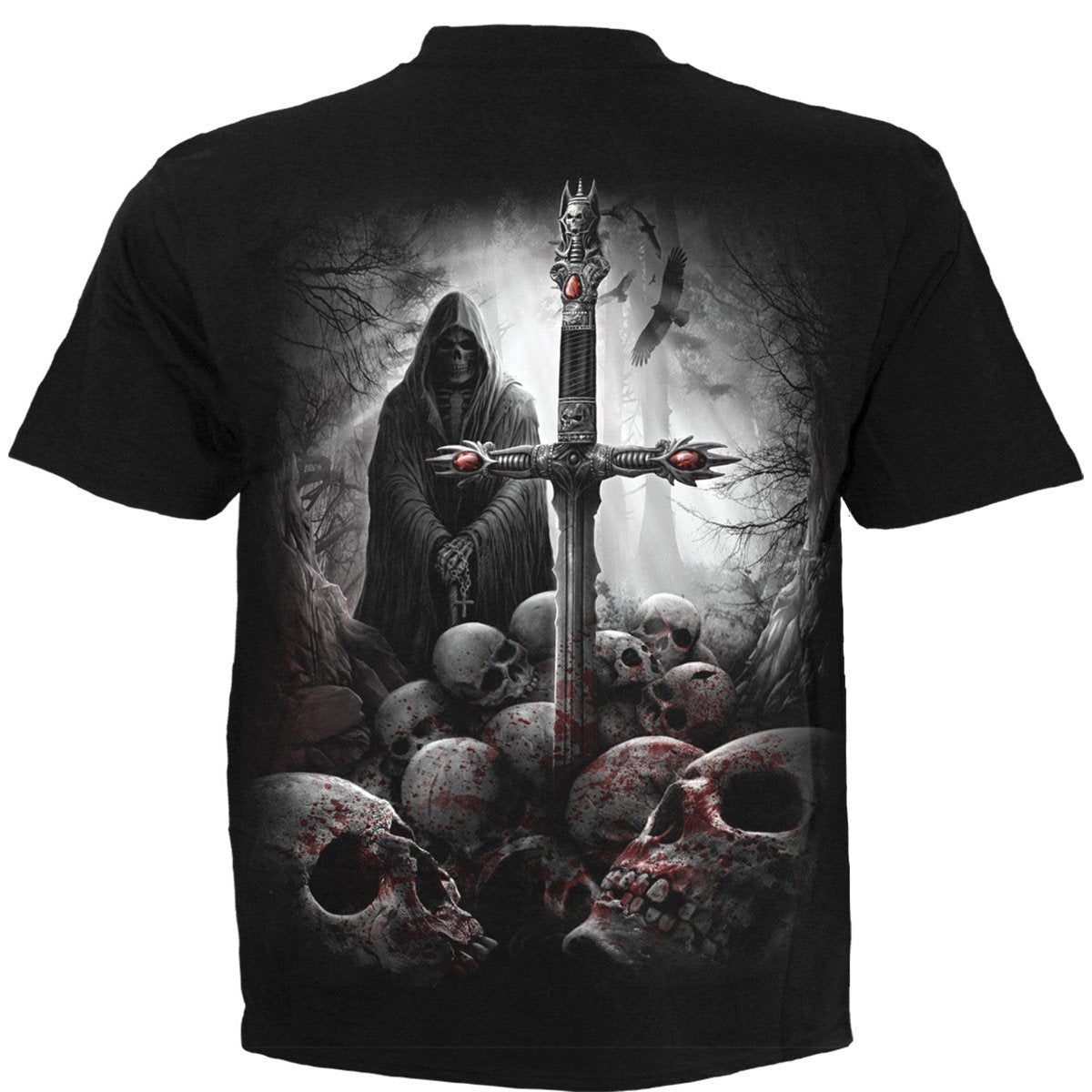 Back view of Soul Searcher gothic  T-Shirt in Black by Spiral Clothing