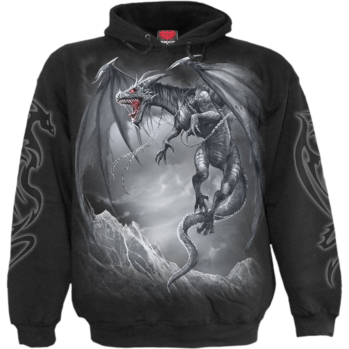Dragon's Cry gothic Men's Hoody in Black by Spiral Clothing 