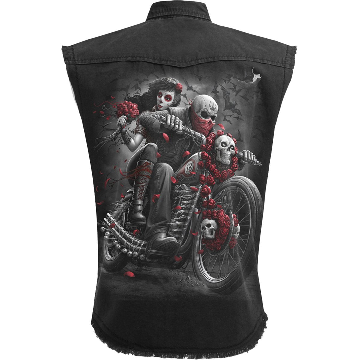 DOTD Bikers gothic Sleeveless Stone Washed Worker Shirt in Black by Spiral Clothing 