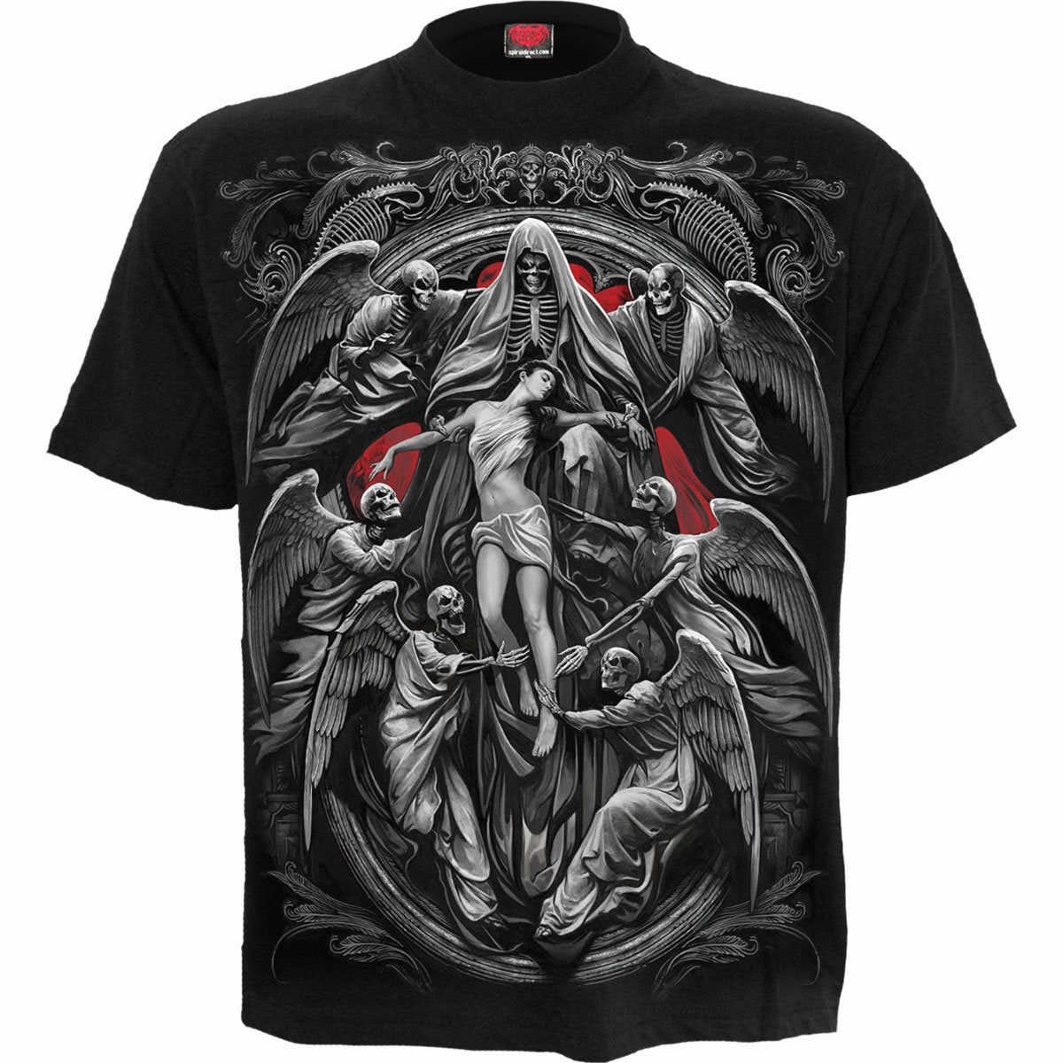 Reaper's Door gothic T-Shirt in Black by Spiral Clothing - Front view