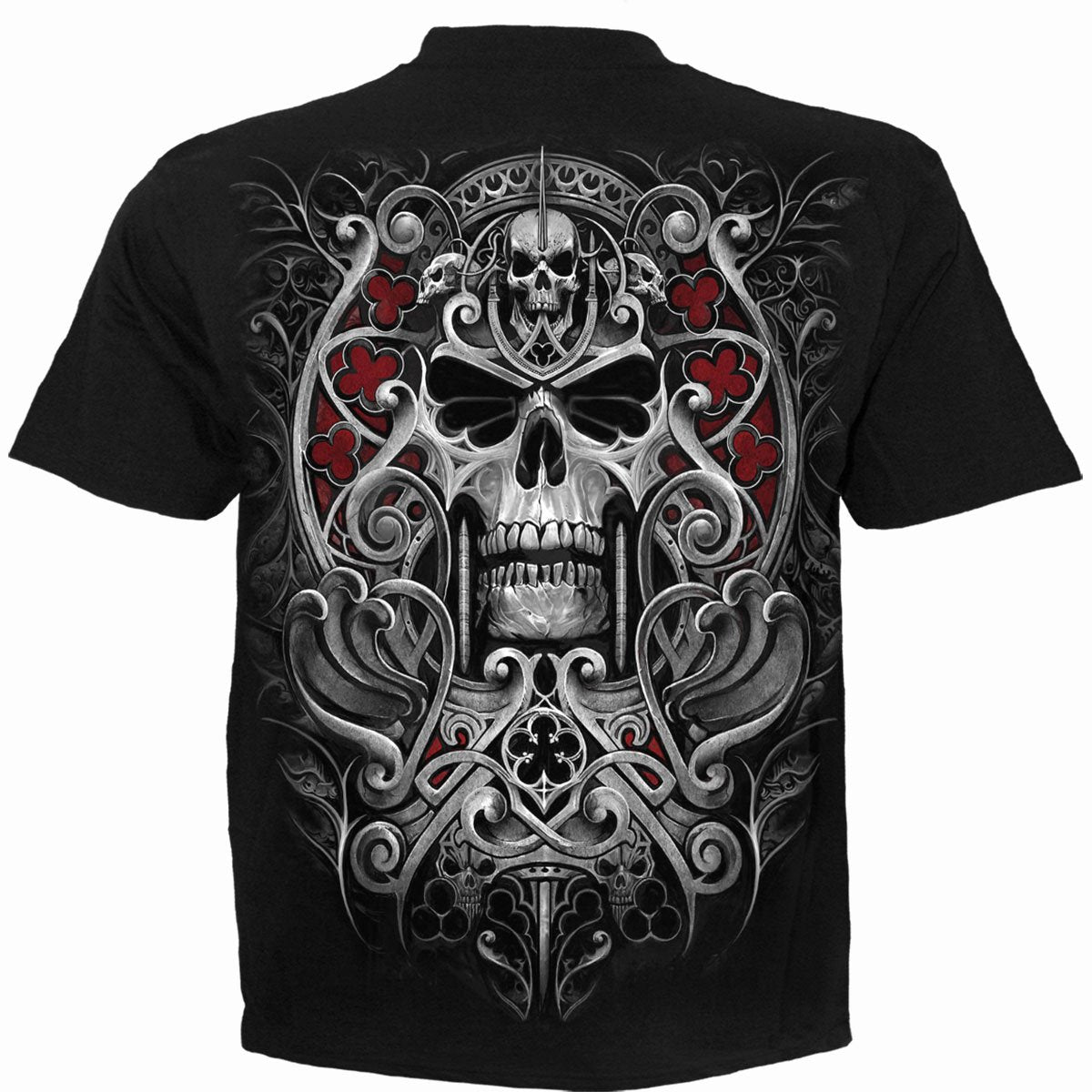 Back view of Reaper's Door gothic T-Shirt in Black by Spiral Clothing