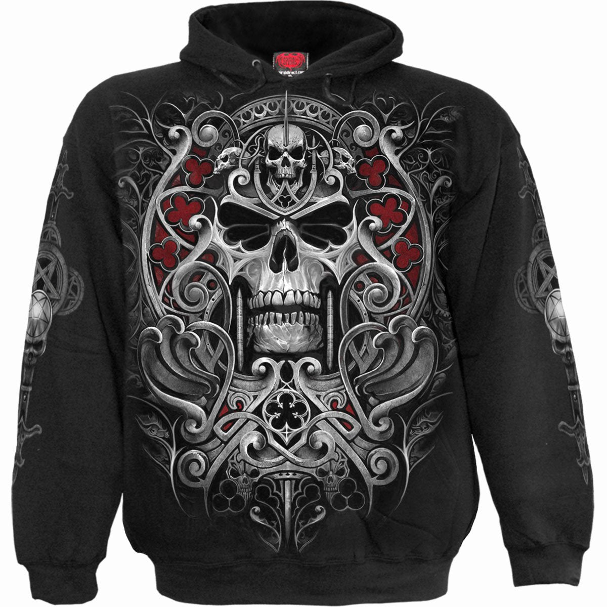 Reaper's Door gothic Men's Hoody in Black by Spiral Clothing - Front view