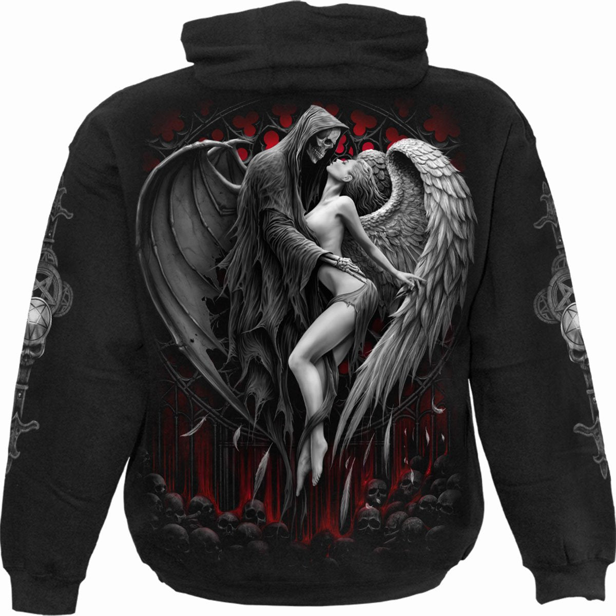 Back view of Forbidden gothic  Hoody in Black by Spiral Clothing