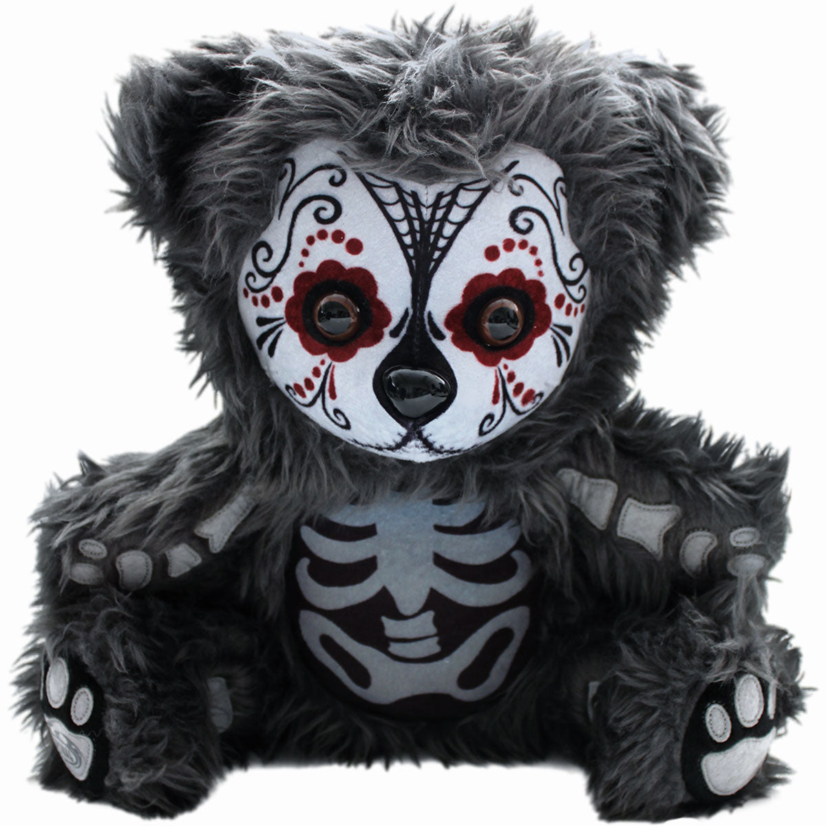 Day Of The Ted gothic Collectable Teddy Bear in White by Spiral Clothing - Front view