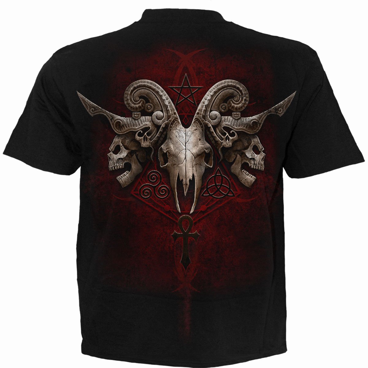 Back view of Faces Of Goth gothic T-Shirt in Black by Spiral Clothing
