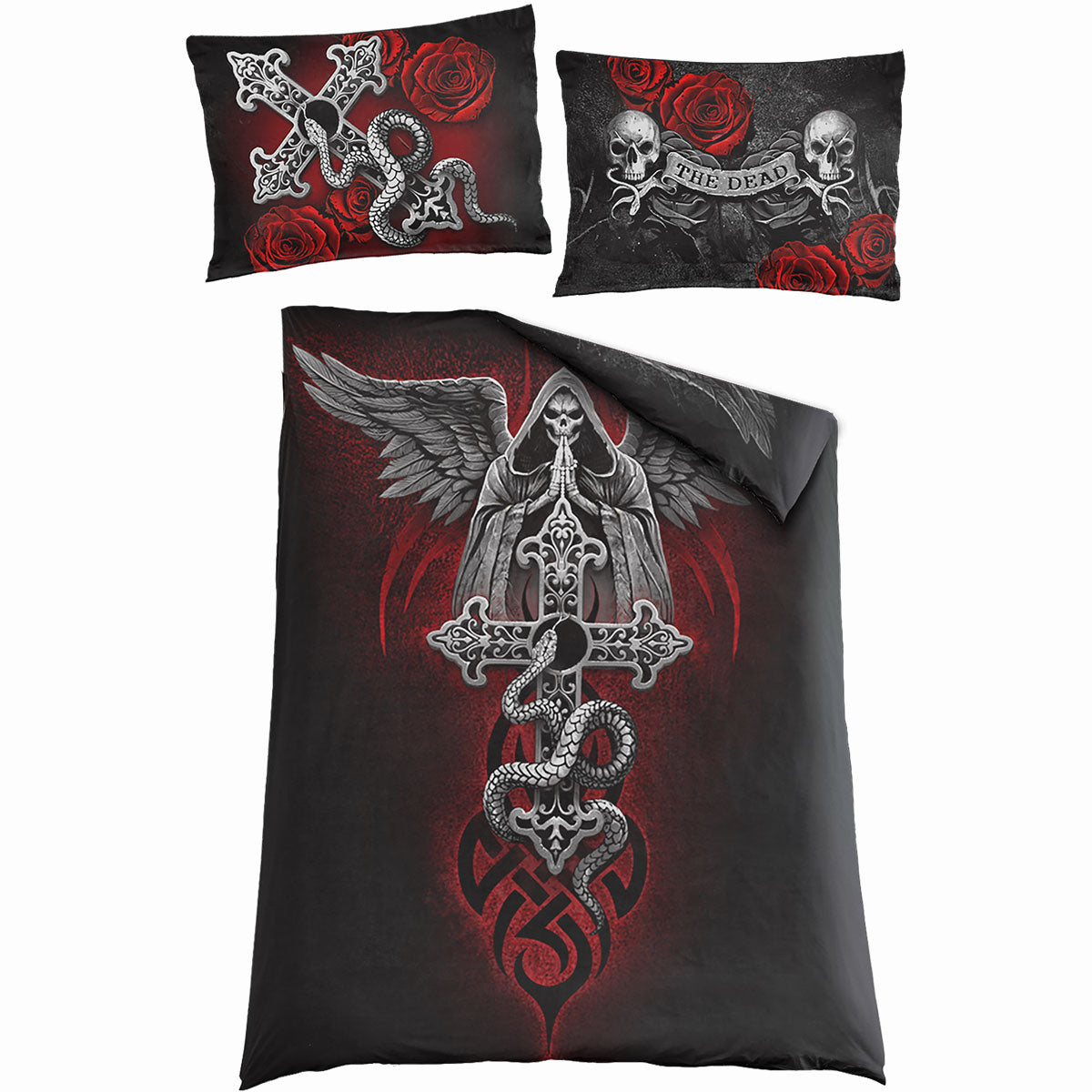 The Dead gothic Single Duvet Cover + UK And EU Pillow case in Black by Spiral Clothing