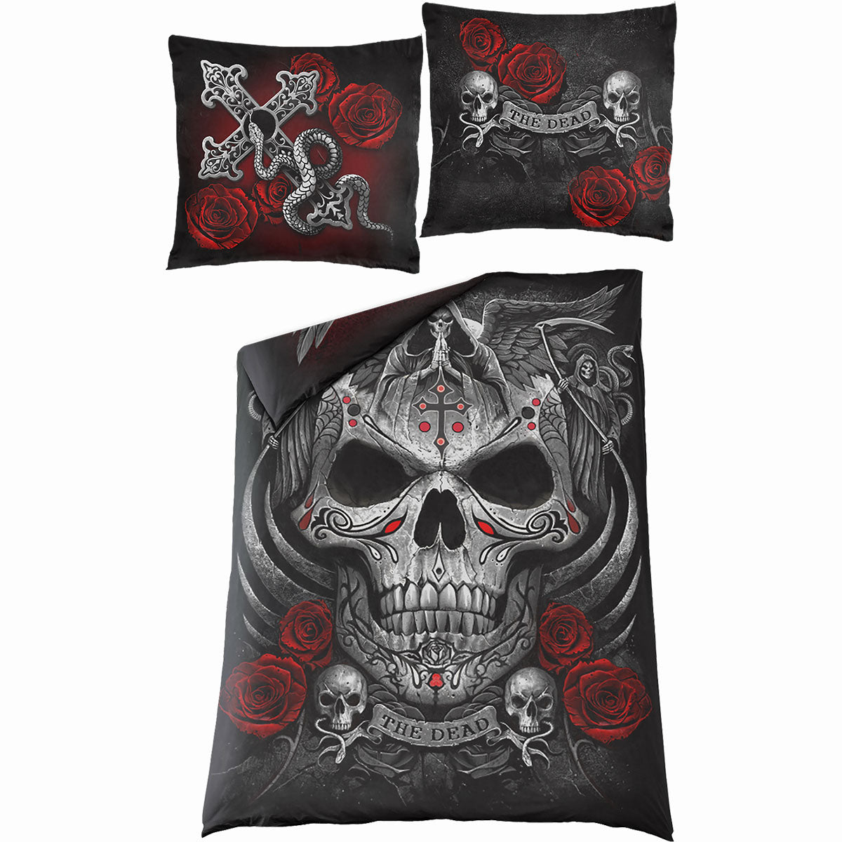 The Dead gothic Single Duvet Cover + UK And EU Pillow case in Black by Spiral Clothing