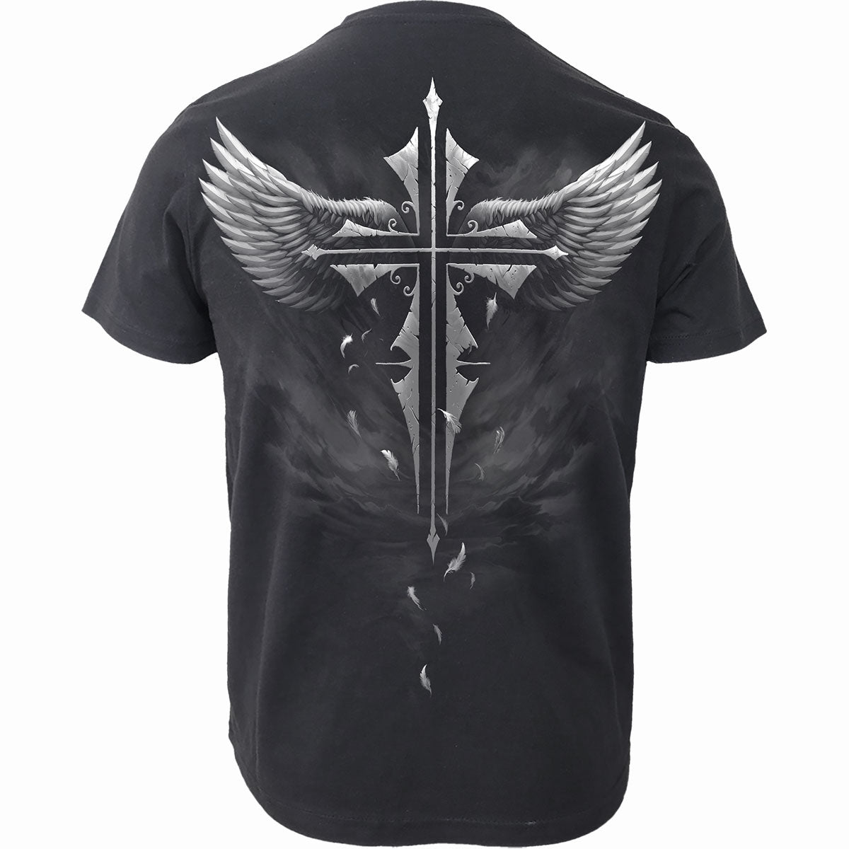Back view of Lucid Dreams gothic  Organic T-Shirt in Black by Spiral Clothing