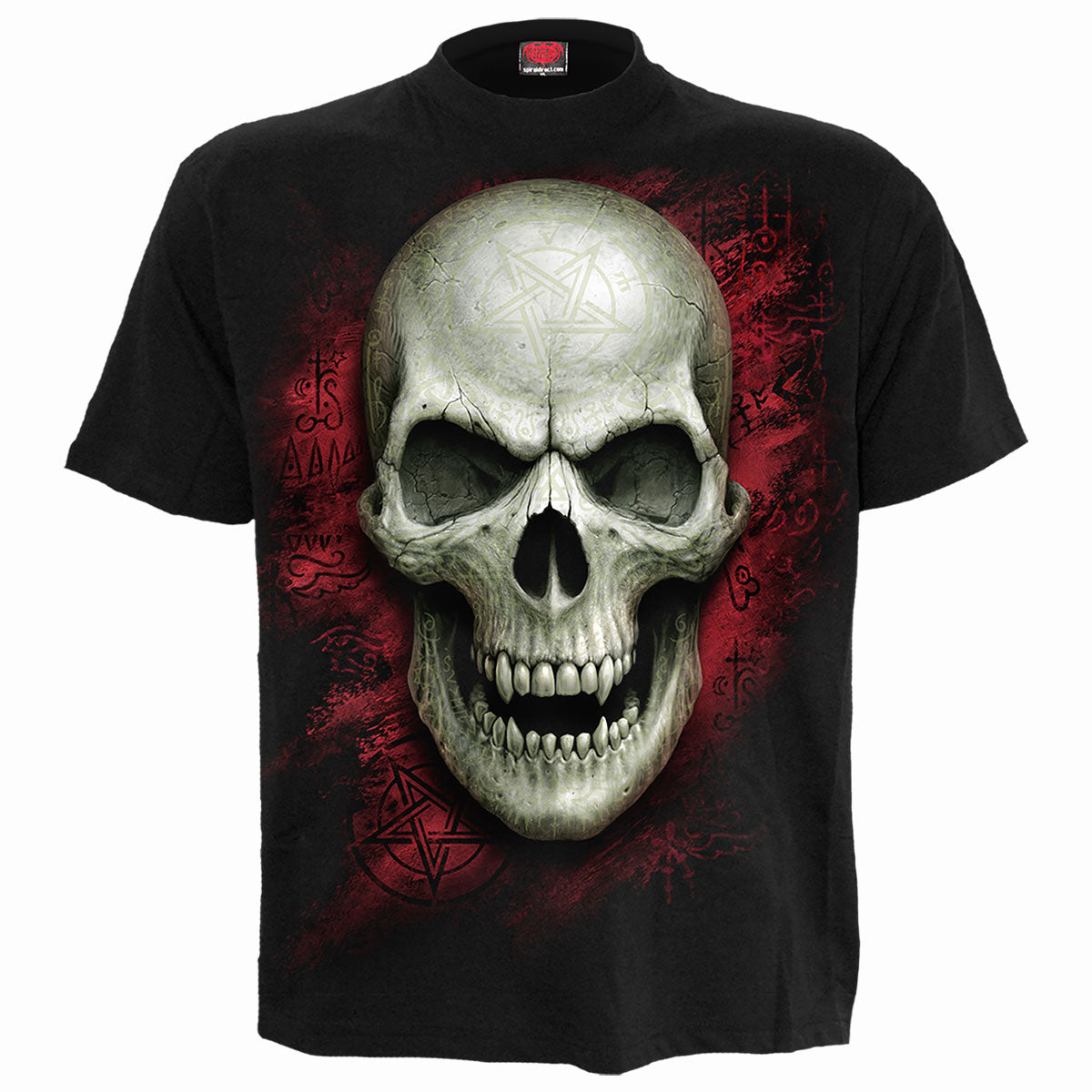 Gothic Runes - Glow In The Dark gothic Men's Front Print T-Shirt in Black by Spiral Clothing - Front view