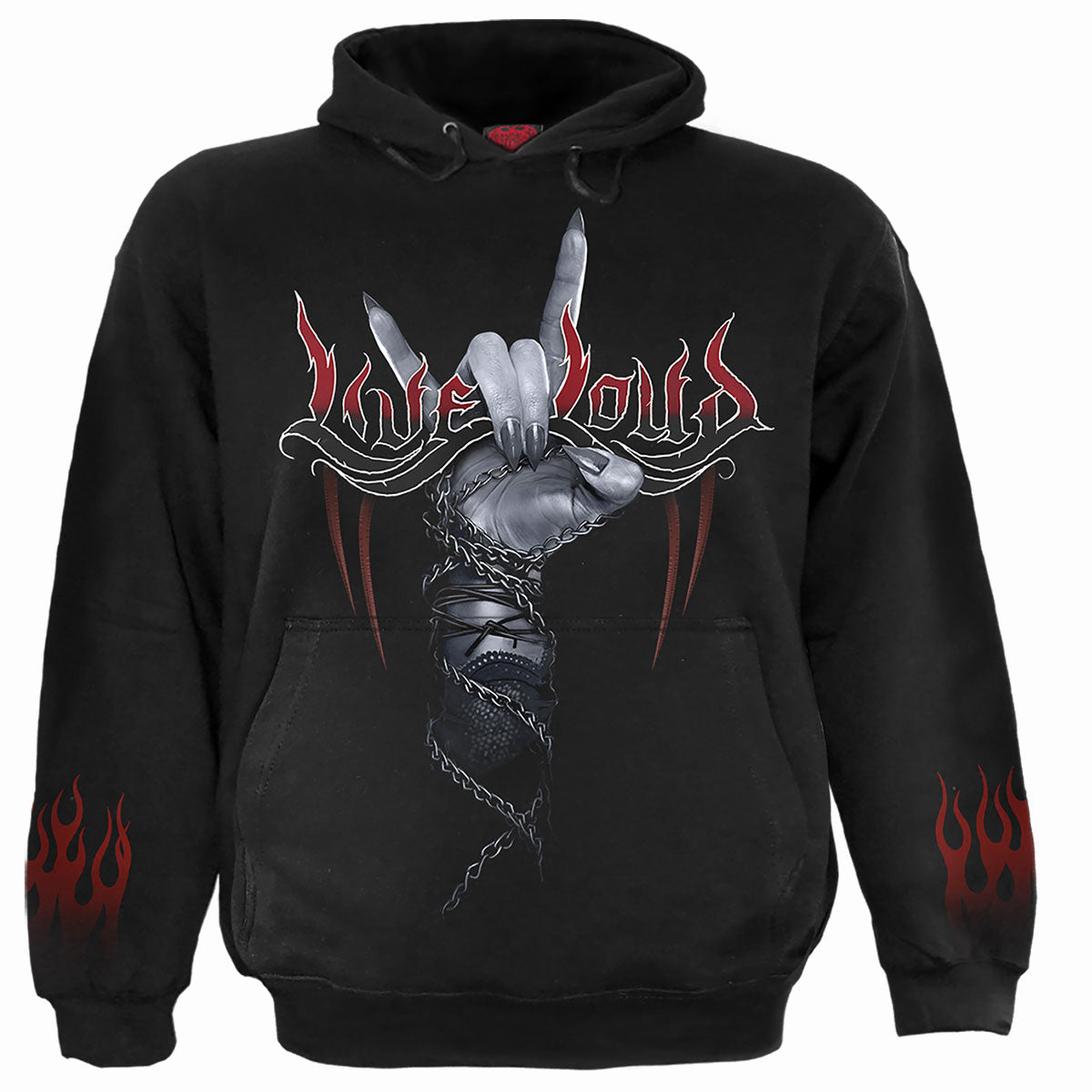 Rock Loud gothic Men's Hoody in Black by Spiral Clothing - Front view