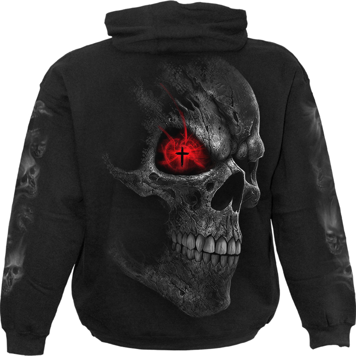 Back view of Death Stare gothic Hoody in Black by Spiral Clothing