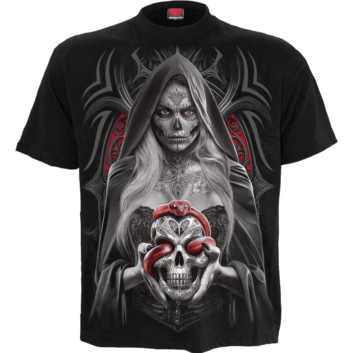 High Priestess gothic T-Shirt in Black by Spiral Clothing - Front view