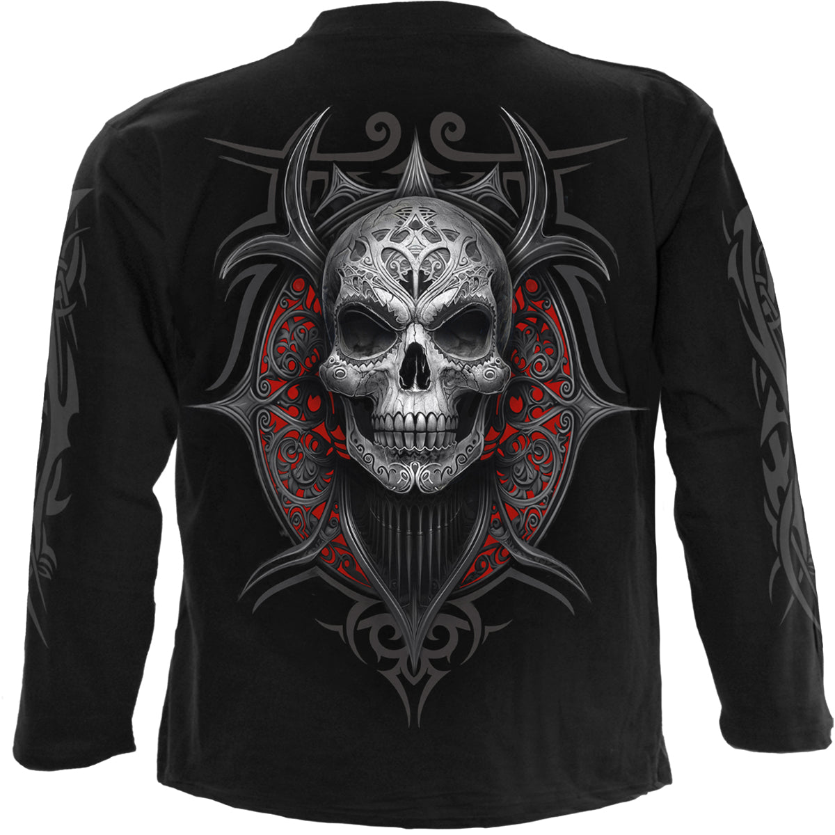 Back view of High Priestess gothic Longsleeve T-Shirt in Black by Spiral Clothing