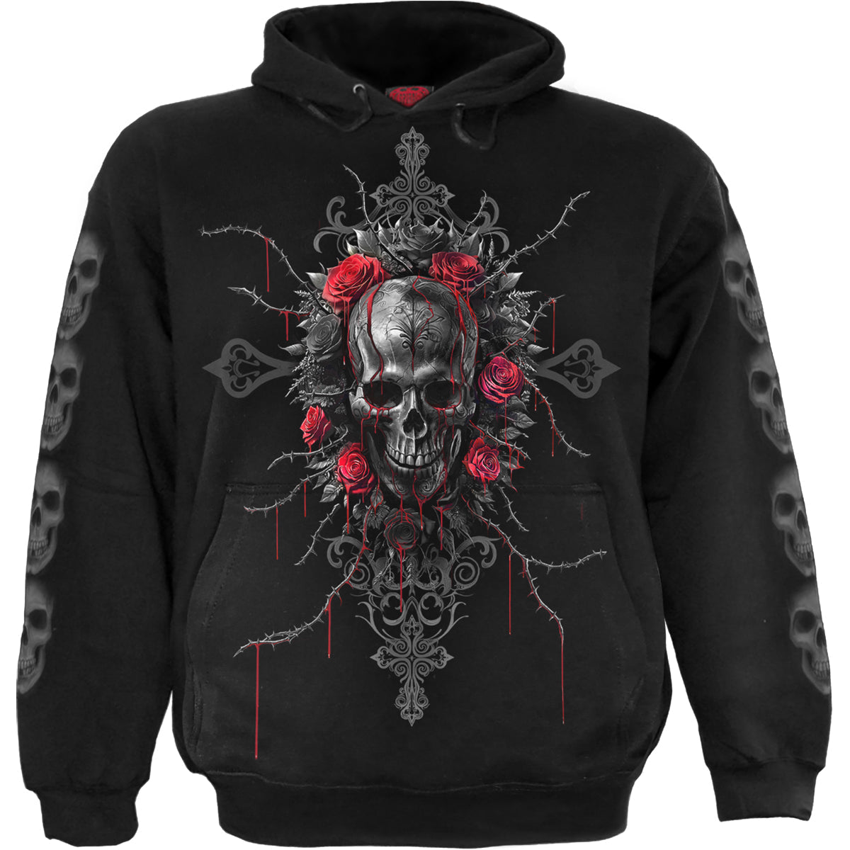 Love Is Dead gothic Men's Hoody in Black by Spiral Clothing - Front view
