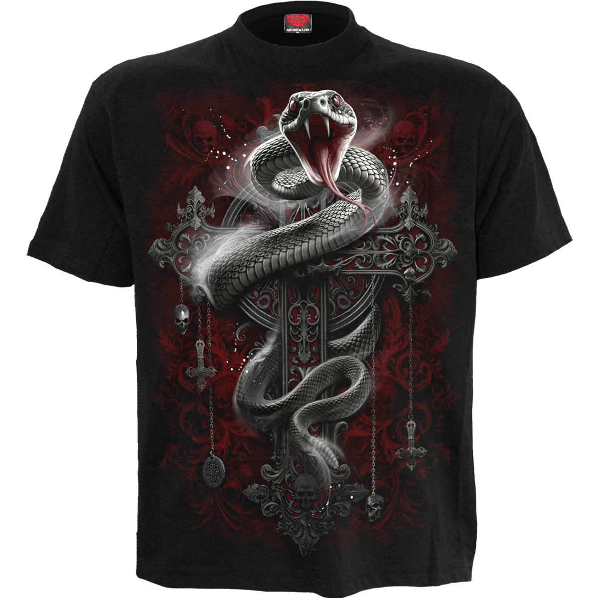 Gothic Serpent gothic T-Shirt in Black by Spiral Clothing - Front view