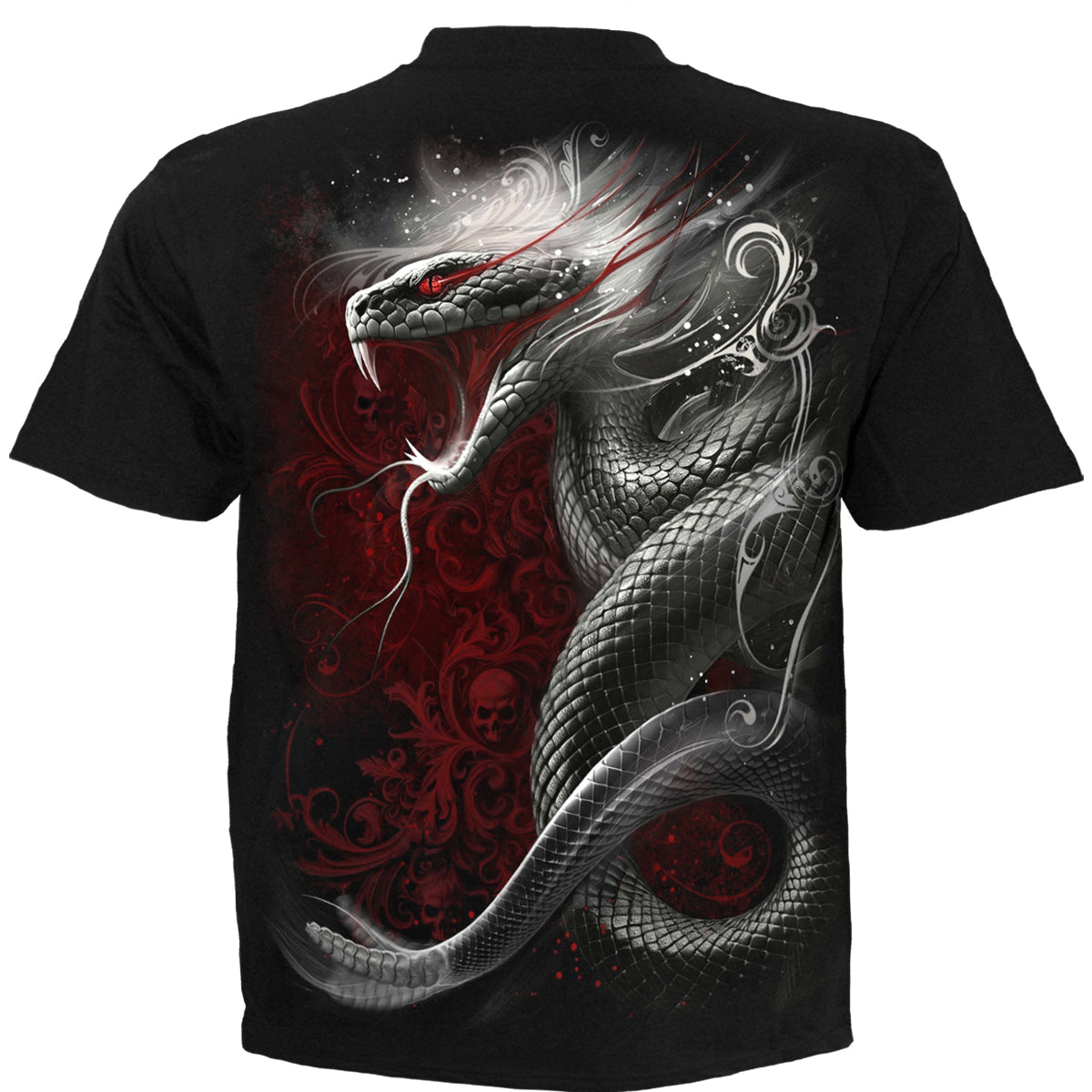 Back view of Gothic Serpent gothic T-Shirt in Black by Spiral Clothing