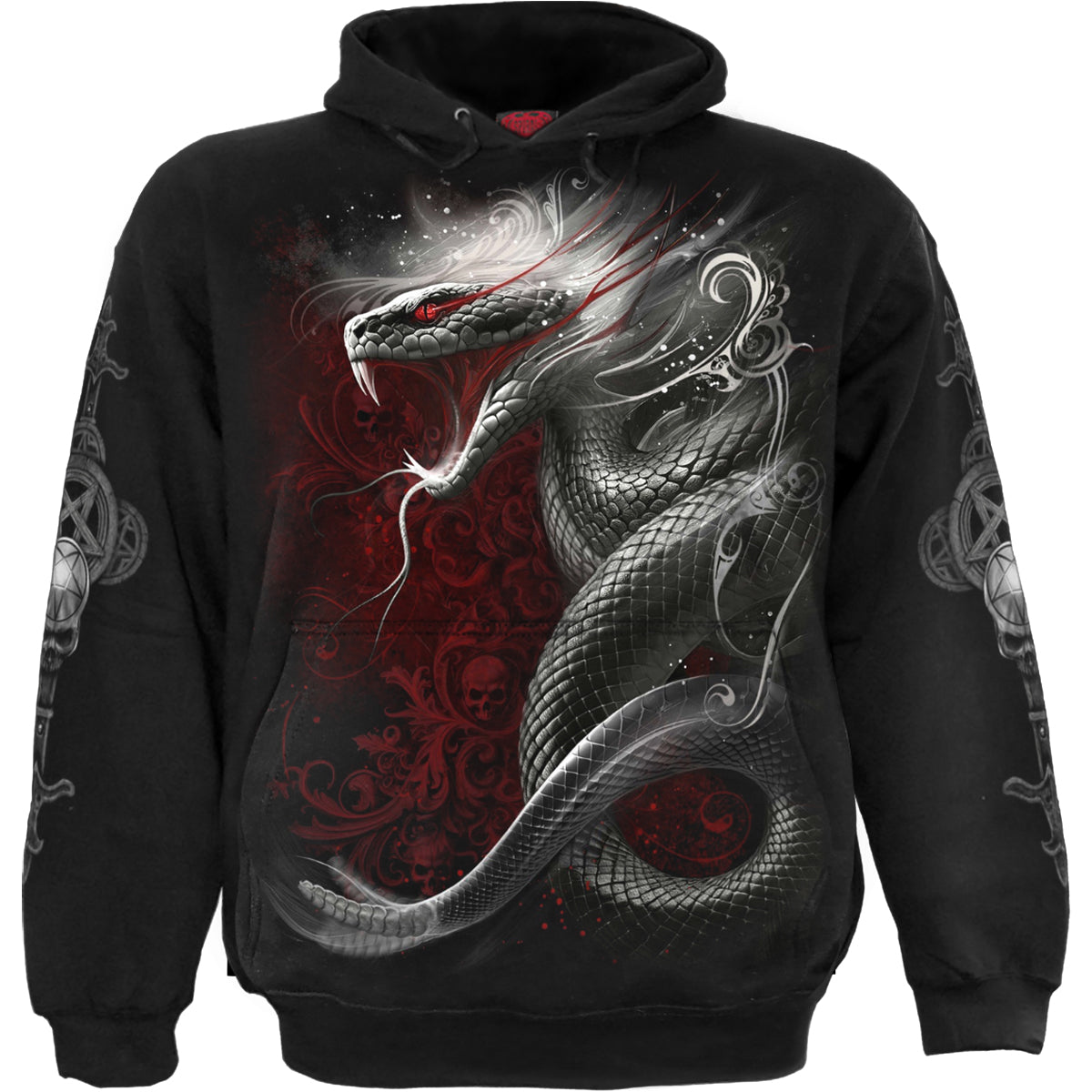 Gothic Serpent gothic Hoody in Black by Spiral Clothing - Front view
