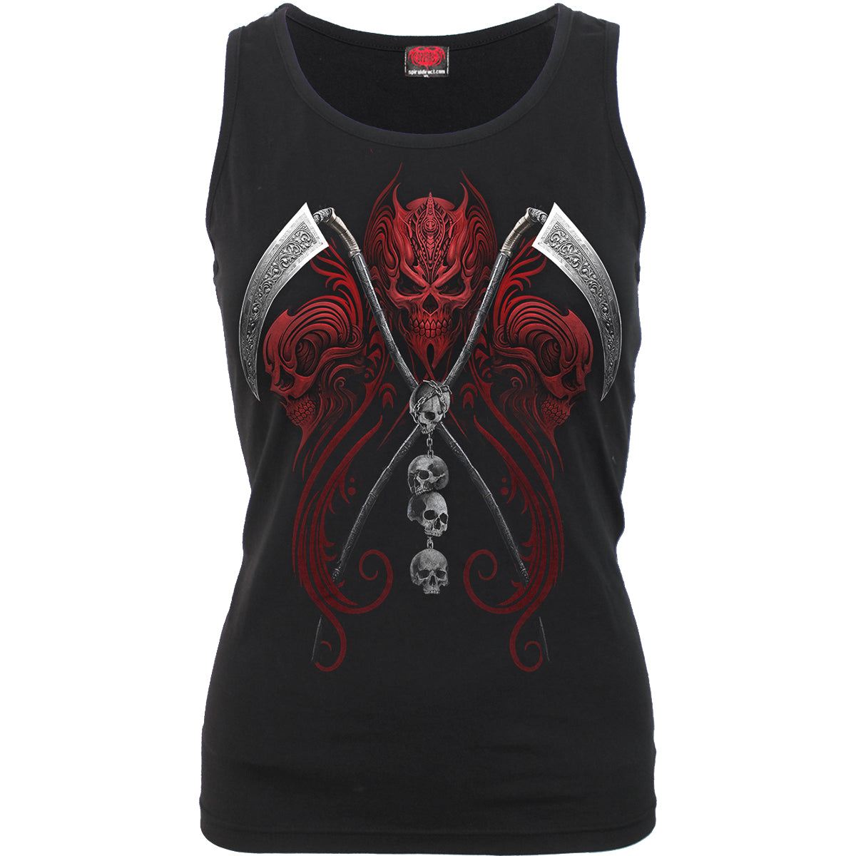 Reaperess gothic Razor Back Top in Black by Spiral Clothing - Front view