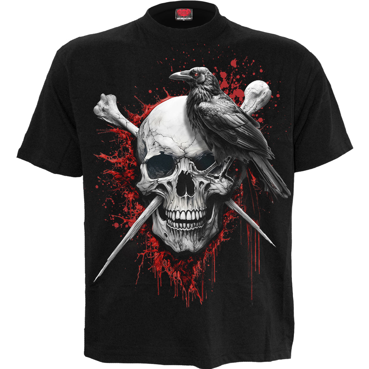 Death Raven gothic T-Shirt in Black by Spiral Clothing - Front view