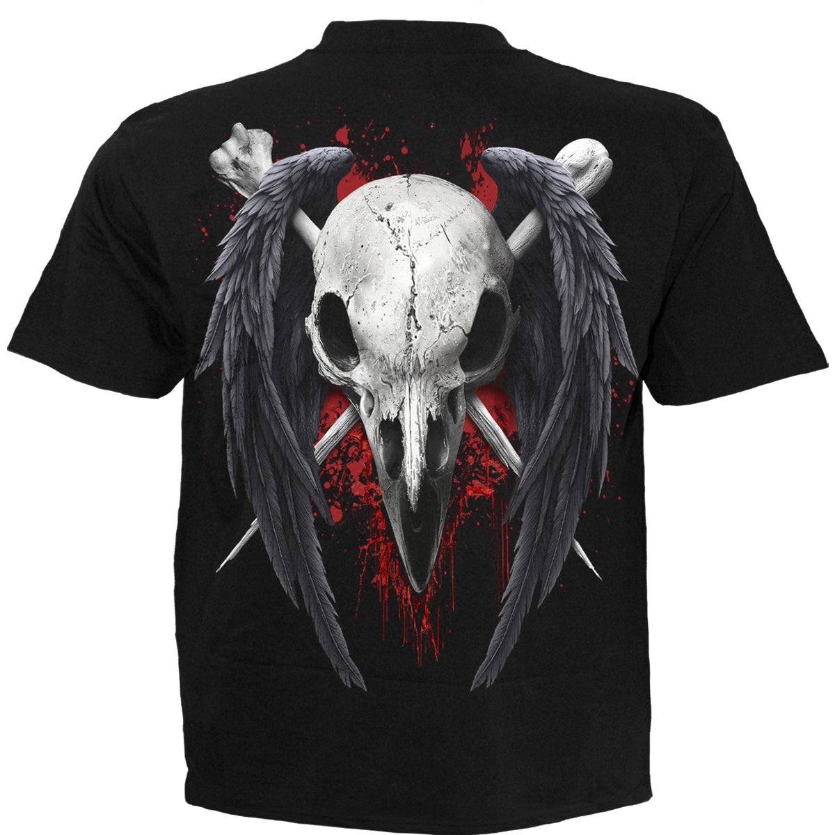 Back view of Death Raven gothic T-Shirt in Black by Spiral Clothing