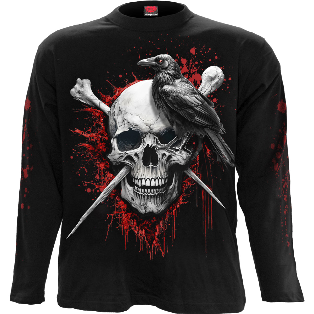 Death Raven gothic Longsleeve T-Shirt in Black by Spiral Clothing 