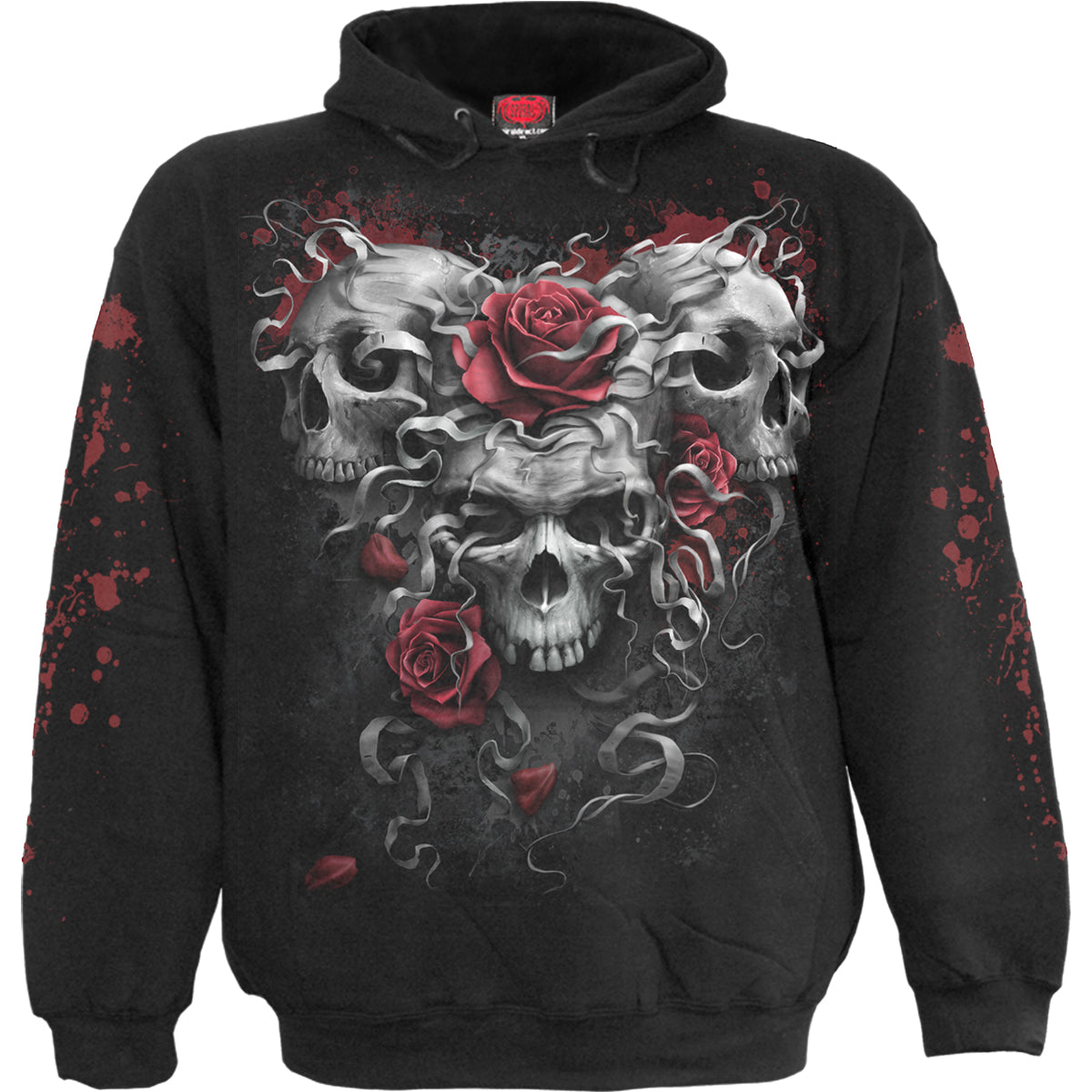 Skulls n' Roses gothic Kids Hoody in Black by Spiral Clothing 