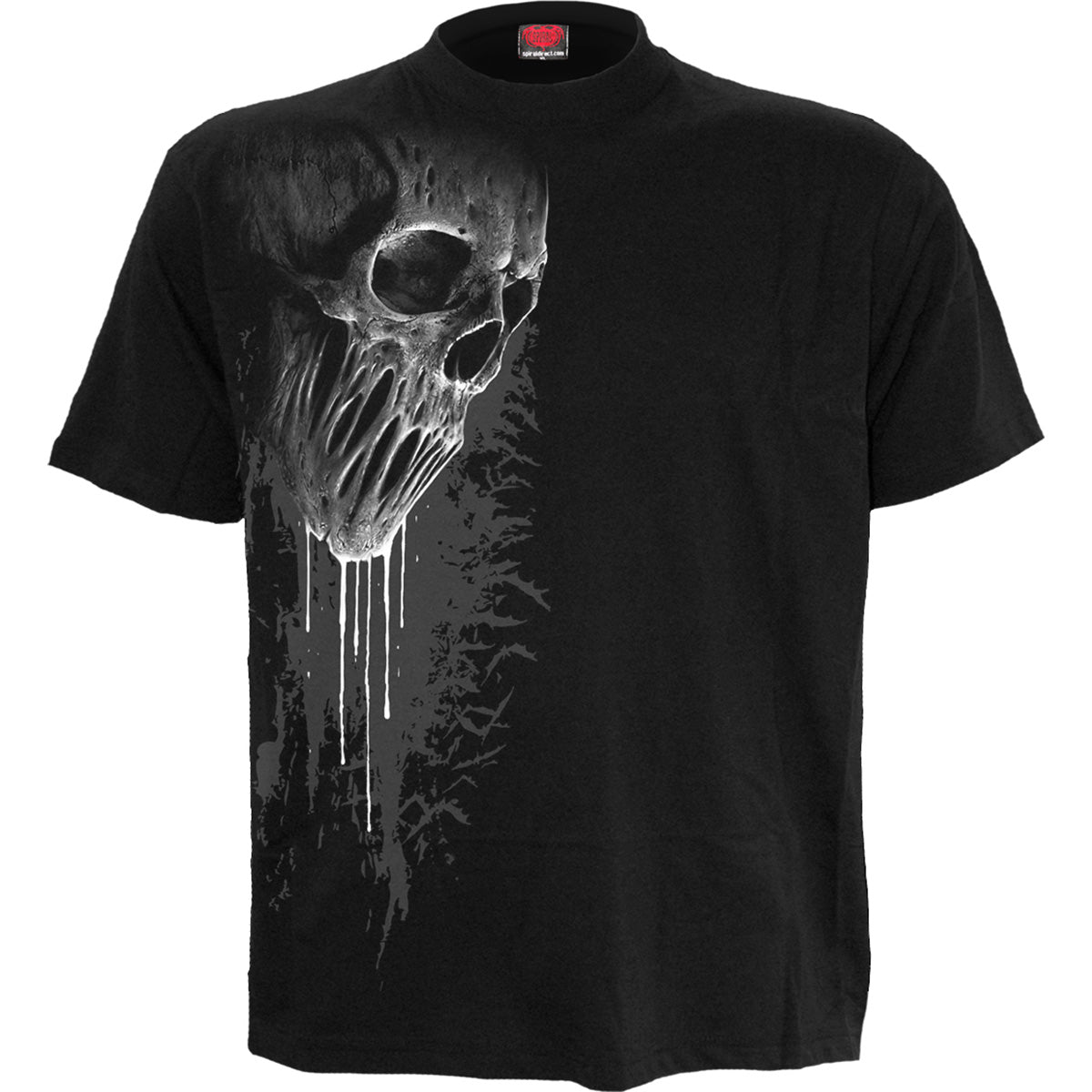 Bat Curse gothic Front Print T-Shirt in Black by Spiral Clothing - Front view