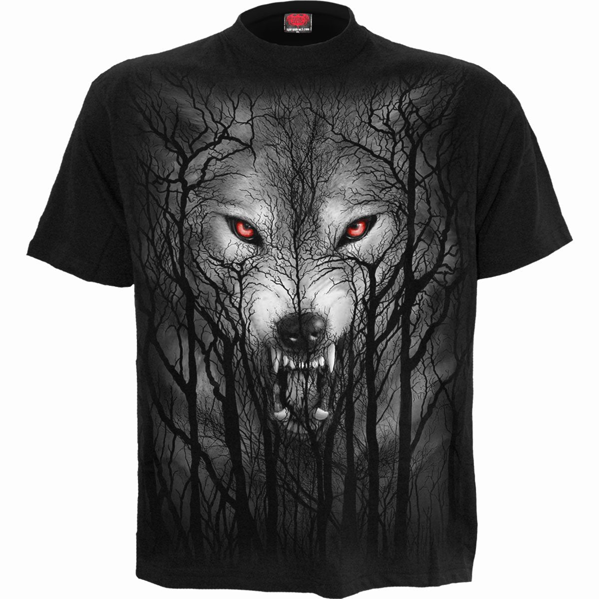 Forest Wolf gothic T-Shirt in Black by Spiral Clothing 