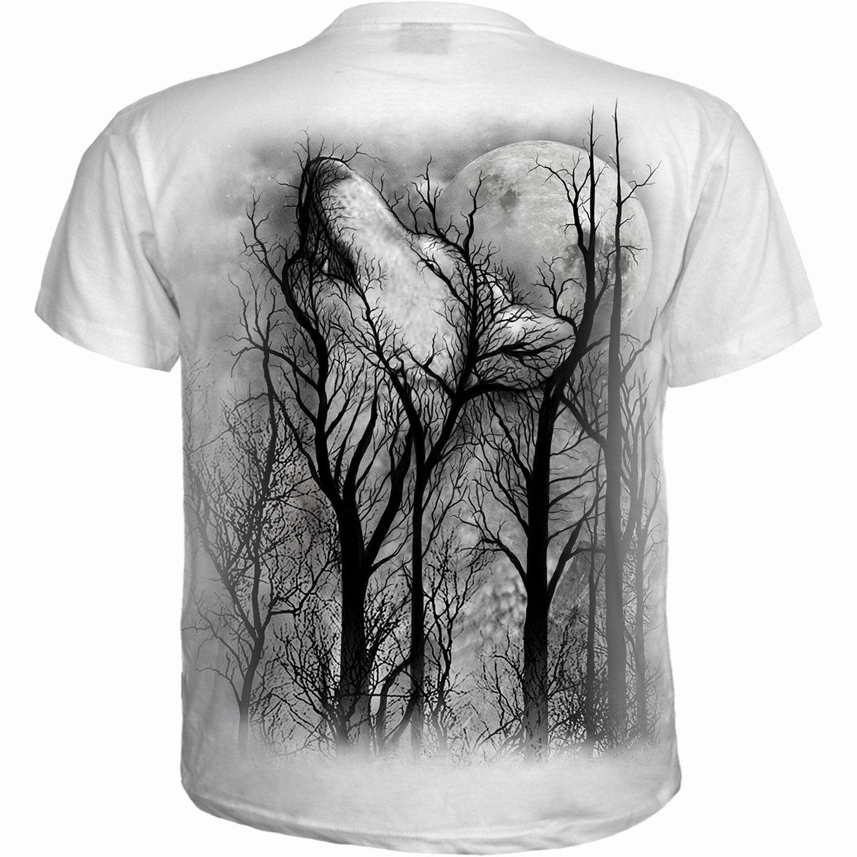 Forest Wolf gothic  T-Shirt in White by Spiral Clothing 