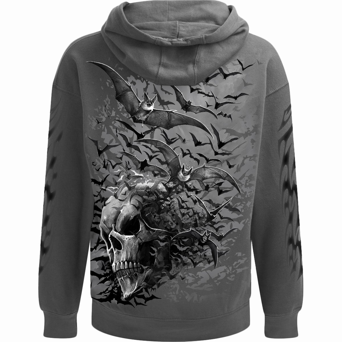 Bat Skull gothic  Hoody in Charcoal by Spiral Clothing 