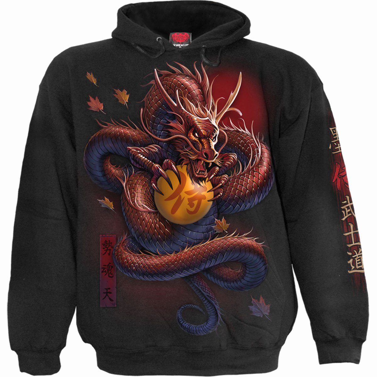 Samurai gothic Men's Hoody in Black by Spiral Clothing - Front view