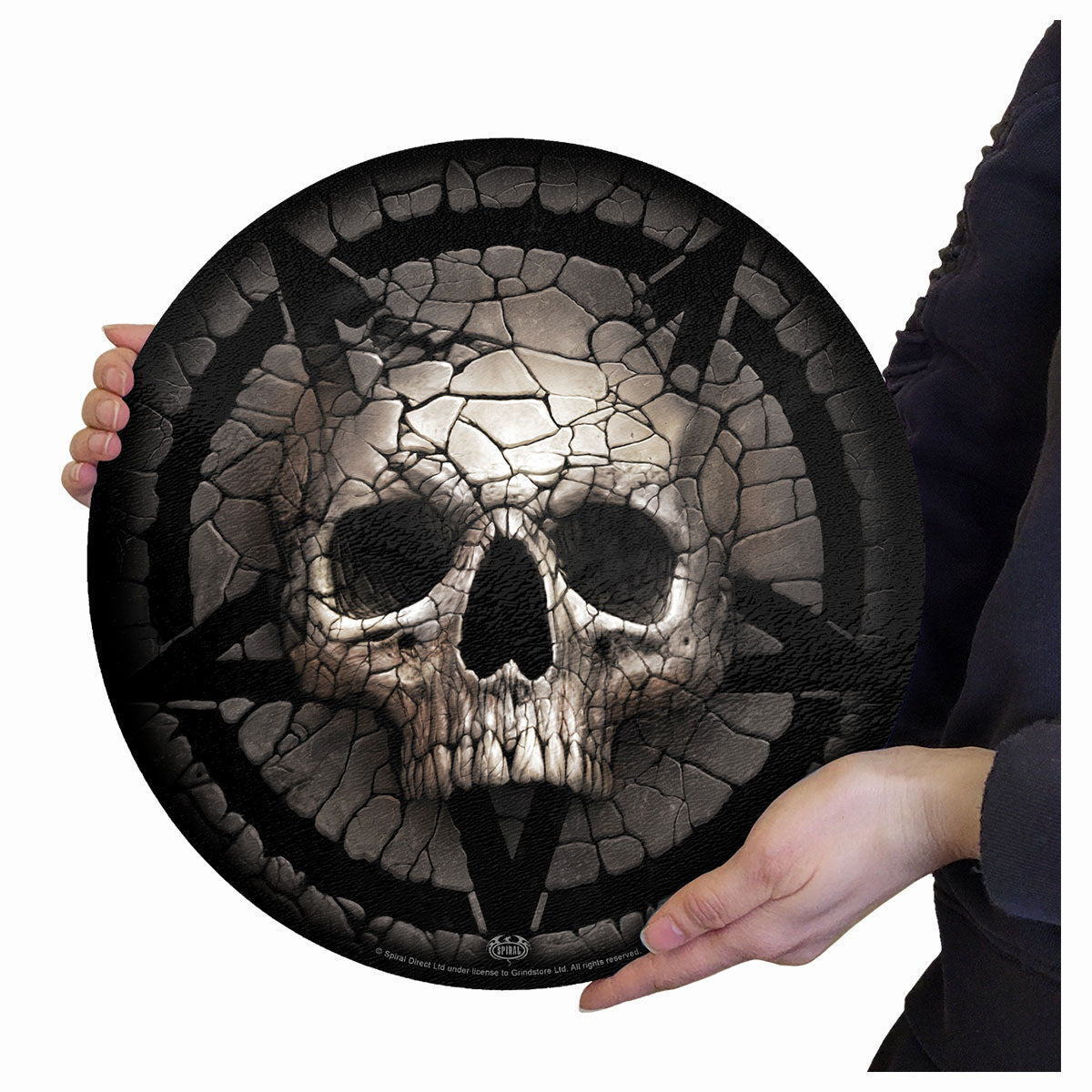 Cracking Up gothic  Glass Chopping Board (Circular) in Black by Spiral Clothing 