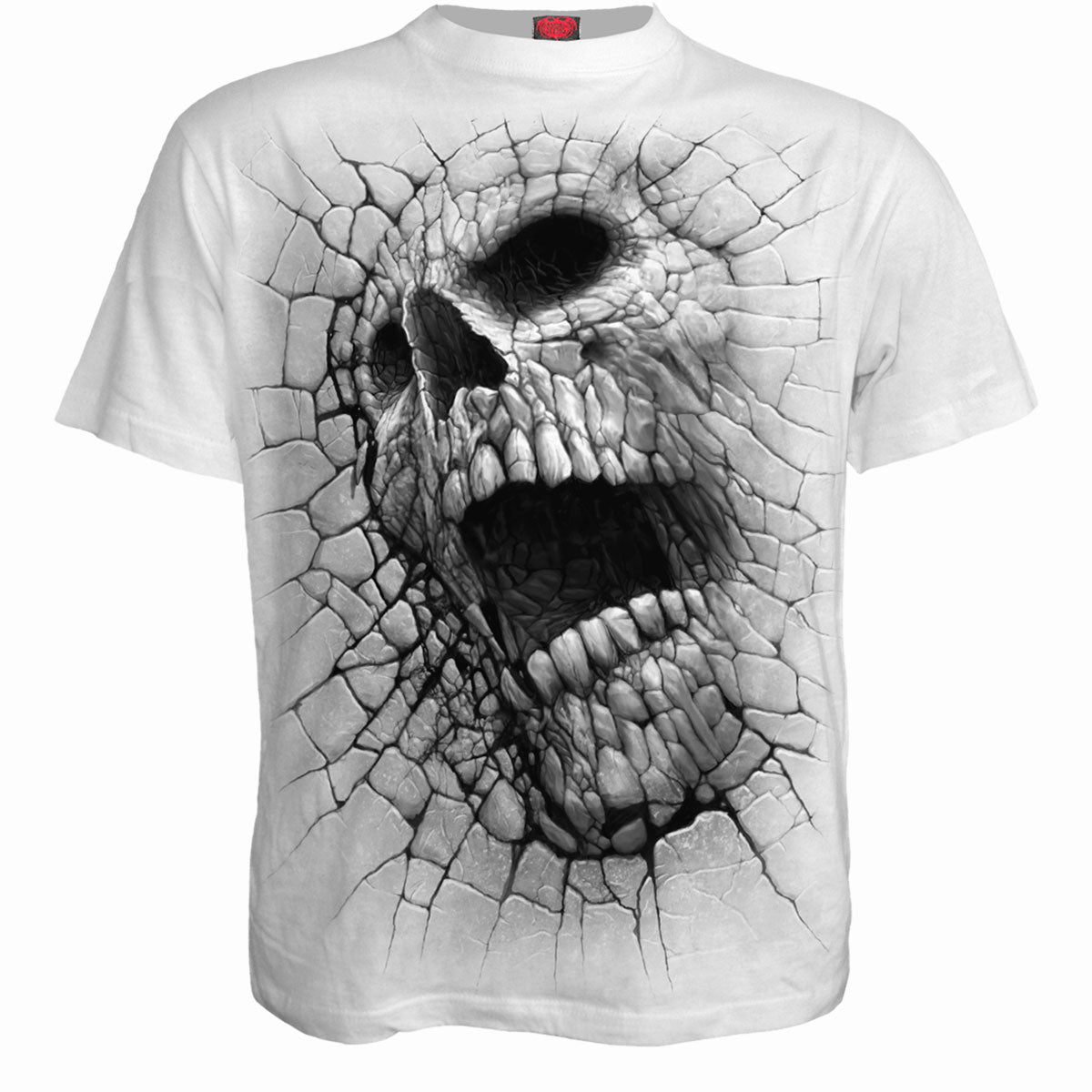 Cracking Up gothic Men's T-Shirt in White by Spiral Clothing - Front view