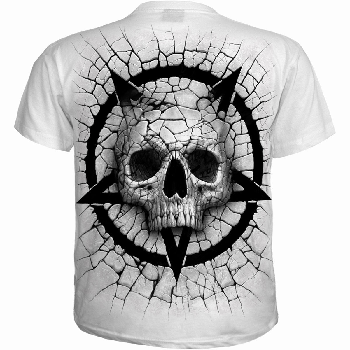 Back view of Cracking Up gothic  T-Shirt in White by Spiral Clothing