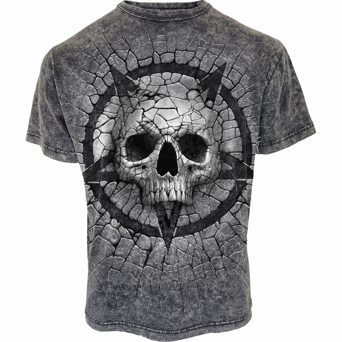 Cracking Up gothic Acid Wash T-Shirt in Black by Spiral Clothing - Front view