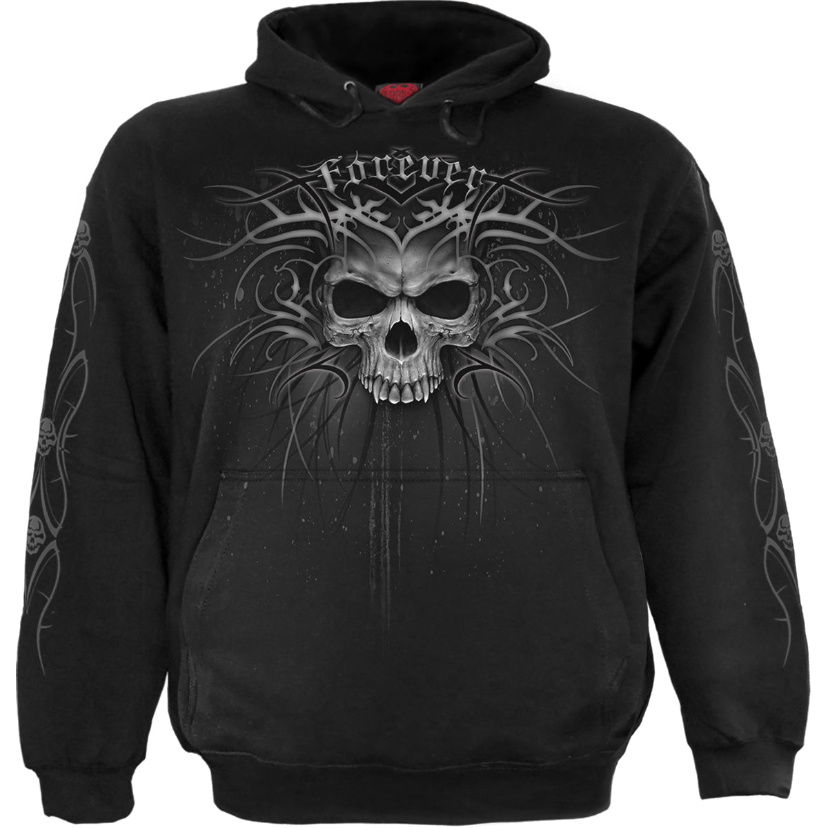 Death Forever gothic Men's Hoody in Black by Spiral Clothing - Front view