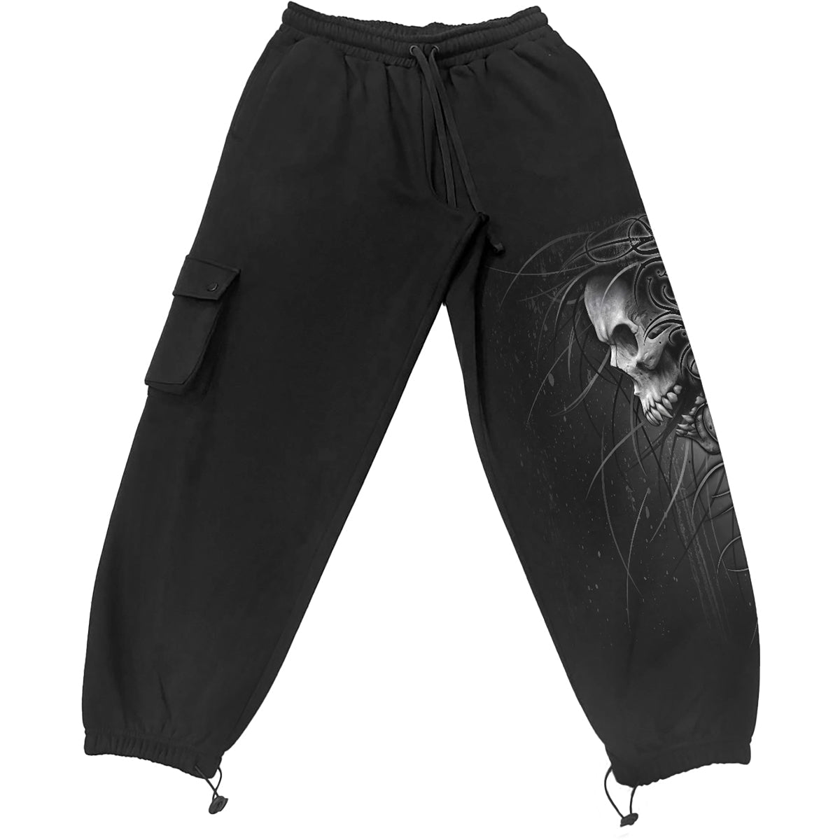Death Forever gothic Men's Casual Cargo Joggers in Black by Spiral Clothing 