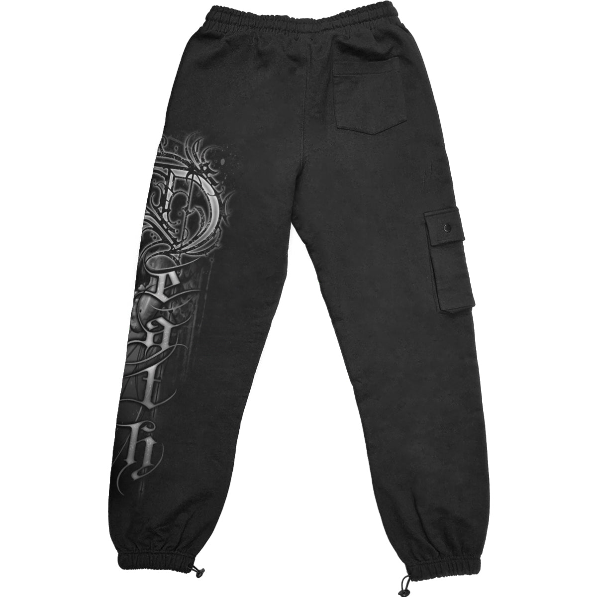 Death Forever gothic  Casual Cargo Joggers in Black by Spiral Clothing 