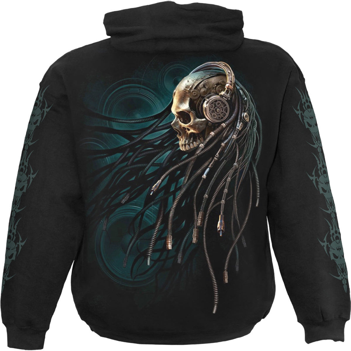 Back view of Dread Rocks gothic Hoody in Black by Spiral Clothing