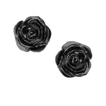 Alchemy Gothic Black Rose Studs Pair of Stud Earrings