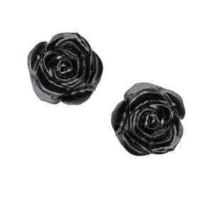 Alchemy Gothic Black Rose Studs Pair of Stud Earrings
