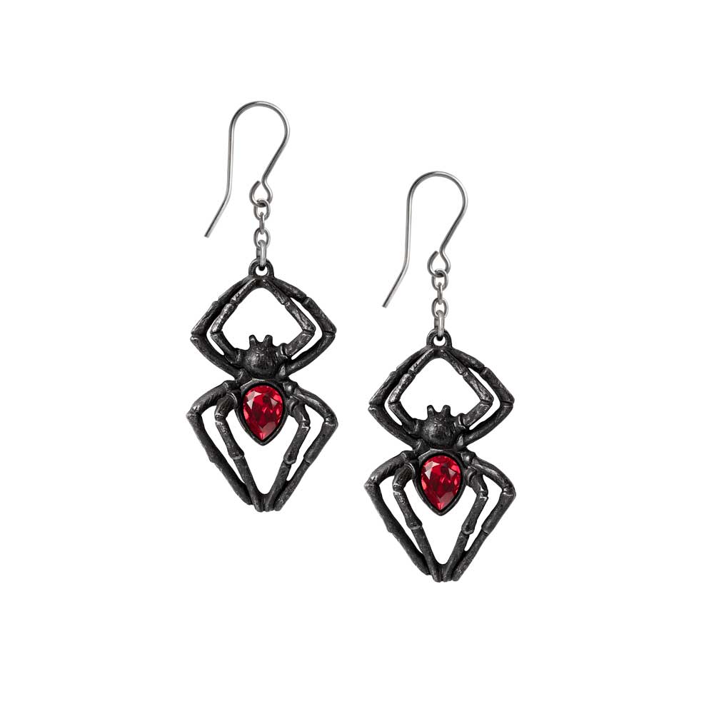 Alchemy Gothic Black Widow Pair of Dropper Earrings