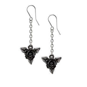 Alchemy Gothic Black Rose Droppers Pair of Earrings