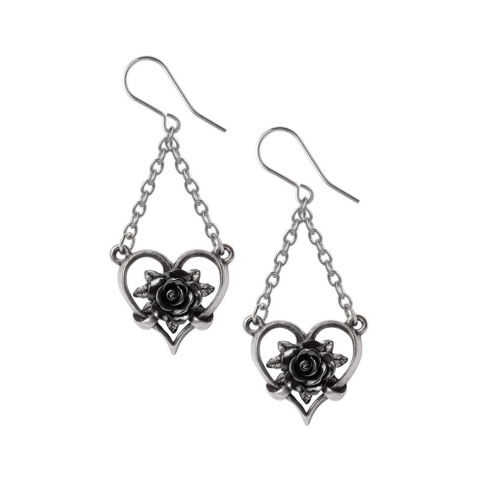 Alchemy Gothic Heart of Blackness Pair of Earrings