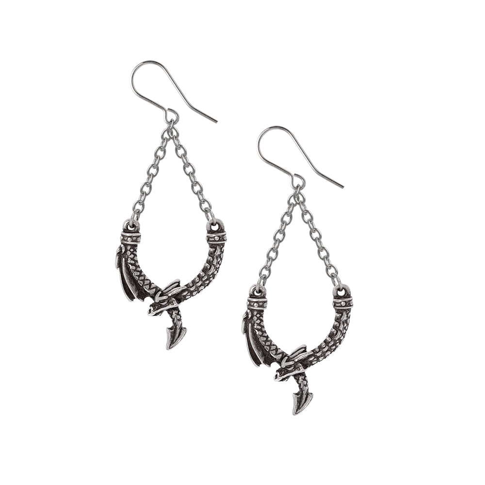 Alchemy Gothic Dragon's Lure Danglers Pair of Earrings (E498) - Gothic Spirit