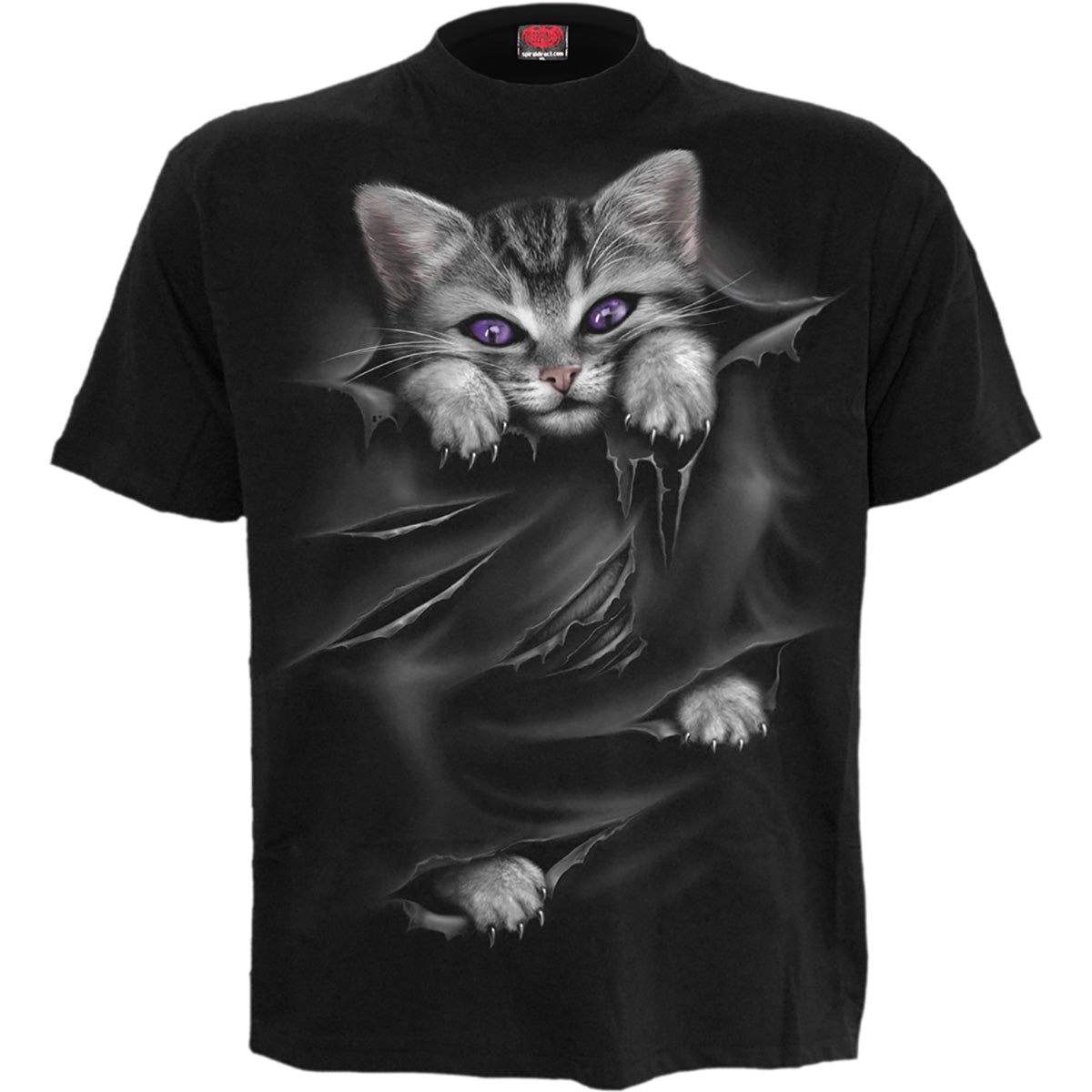 Bright Eyes gothic Front Print T-Shirt in Black by Spiral Clothing - Front view