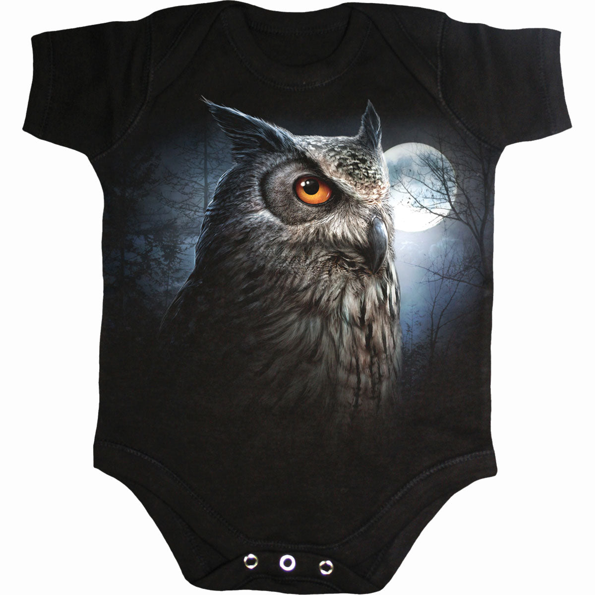 Night Wise gothic Baby Sleepsuit in Black by Spiral Clothing 